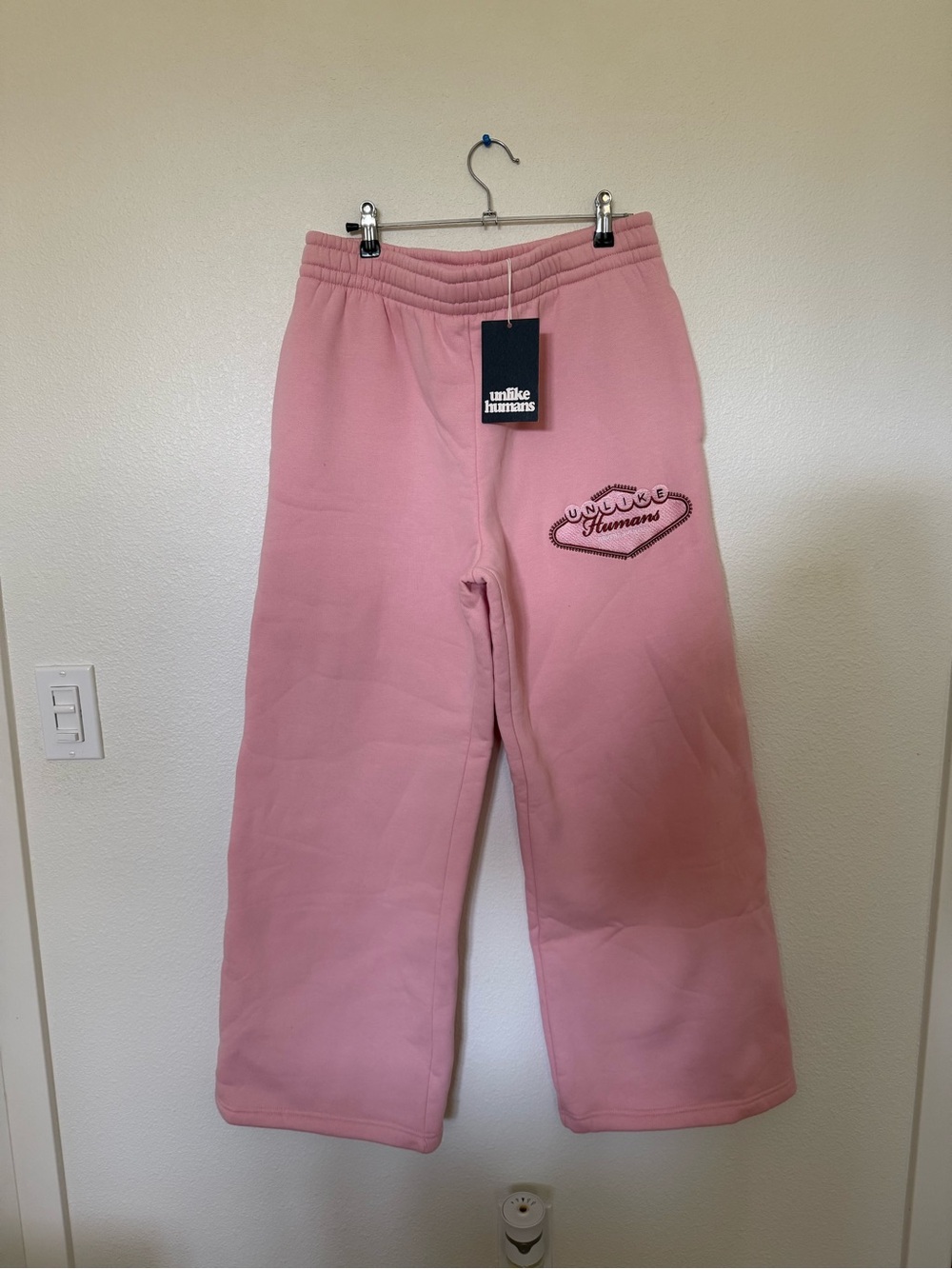 Unlike Humans Pink Embroidered Sweatpants